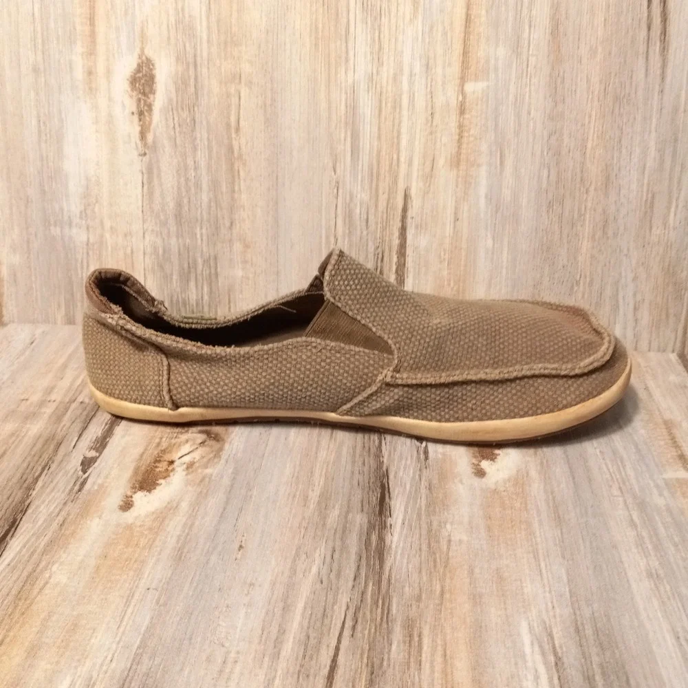 Sanuk Vagabond Mens Brown Canvas Slip On Loafers Sidewalk Surfer Shoes 1015927 8